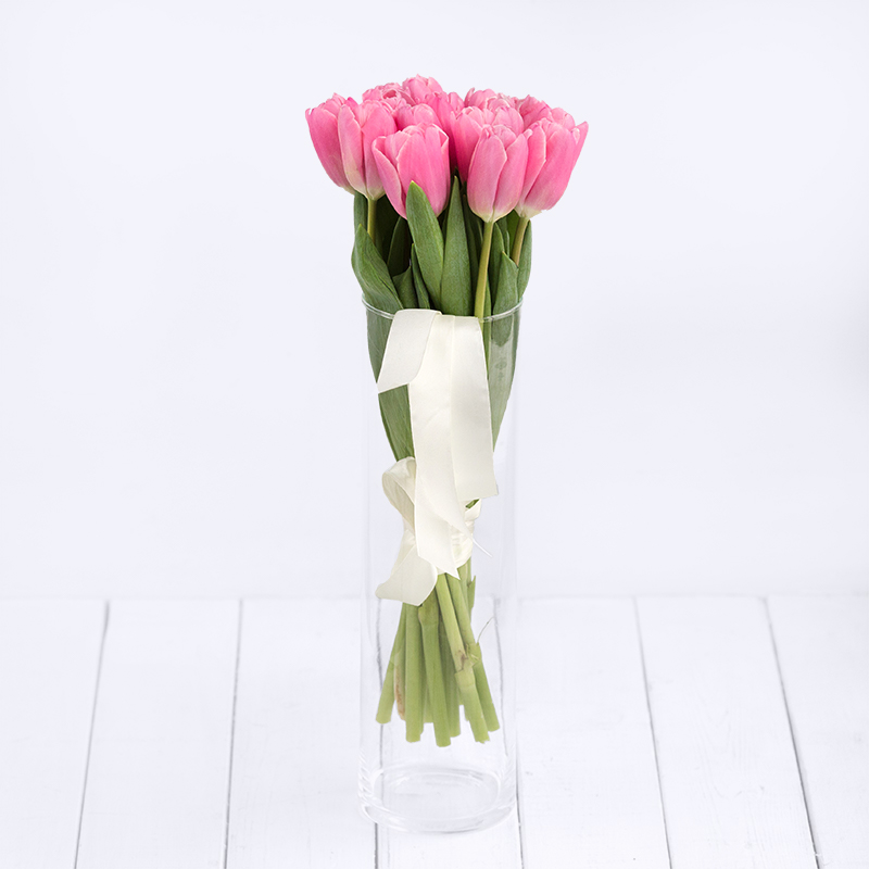 Тюльпаны. Букет из 15 розовых тюльпанов - Купить цветы